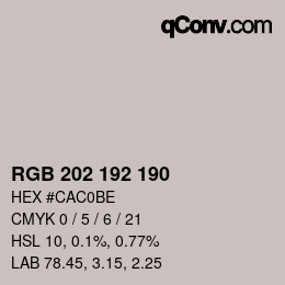 Color code: RGB 202 192 190 | qconv.com