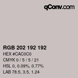 カラーコード: RGB 202 192 192 | qconv.com