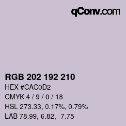 Color code: RGB 202 192 210 | qconv.com