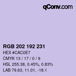 カラーコード: RGB 202 192 231 | qconv.com