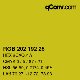 カラーコード: RGB 202 192 26 | qconv.com