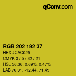 颜色代码: RGB 202 192 37 | qconv.com