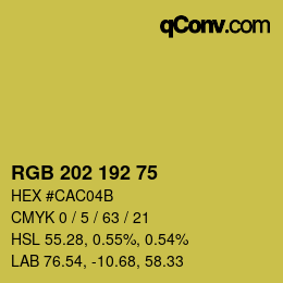 颜色代码: RGB 202 192 75 | qconv.com