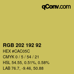 カラーコード: RGB 202 192 92 | qconv.com