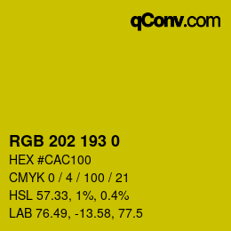 Color code: RGB 202 193 0 | qconv.com