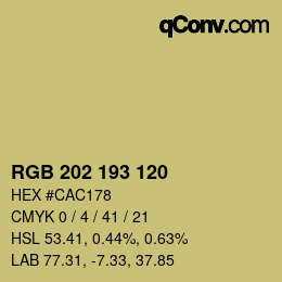颜色代码: RGB 202 193 120 | qconv.com