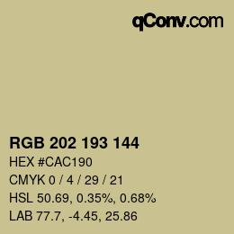 颜色代码: RGB 202 193 144 | qconv.com