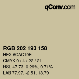 カラーコード: RGB 202 193 158 | qconv.com