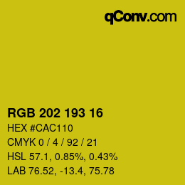 Color code: RGB 202 193 16 | qconv.com