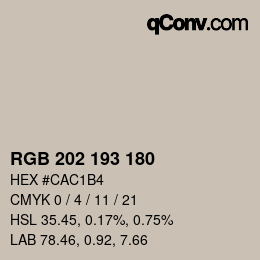カラーコード: RGB 202 193 180 | qconv.com