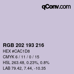カラーコード: RGB 202 193 216 | qconv.com