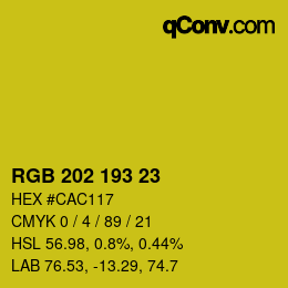 颜色代码: RGB 202 193 23 | qconv.com