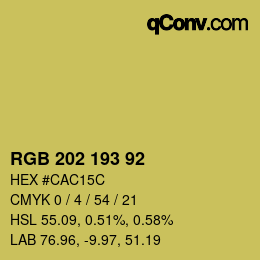 カラーコード: RGB 202 193 92 | qconv.com