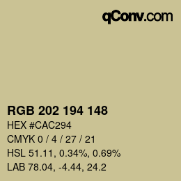 カラーコード: RGB 202 194 148 | qconv.com