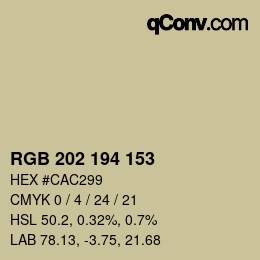 カラーコード: RGB 202 194 153 | qconv.com