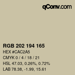 カラーコード: RGB 202 194 165 | qconv.com