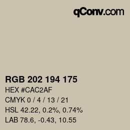 カラーコード: RGB 202 194 175 | qconv.com
