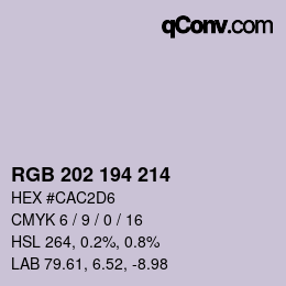 颜色代码: RGB 202 194 214 | qconv.com