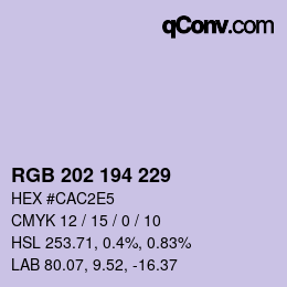 Color code: RGB 202 194 229 | qconv.com