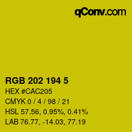 カラーコード: RGB 202 194 5 | qconv.com