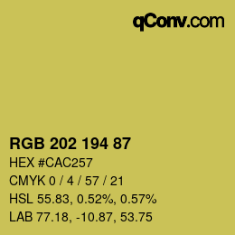 カラーコード: RGB 202 194 87 | qconv.com