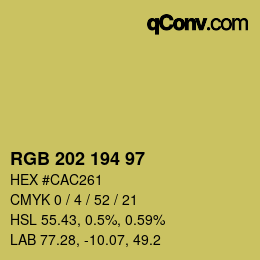 カラーコード: RGB 202 194 97 | qconv.com