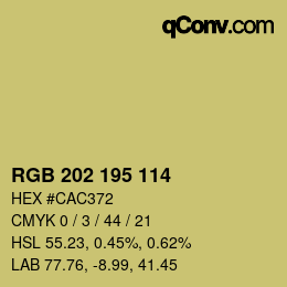 カラーコード: RGB 202 195 114 | qconv.com