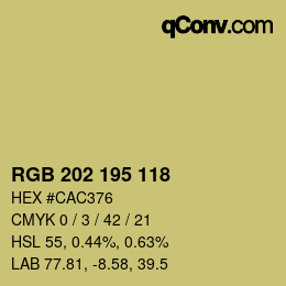 Color code: RGB 202 195 118 | qconv.com