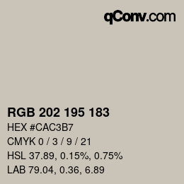 カラーコード: RGB 202 195 183 | qconv.com