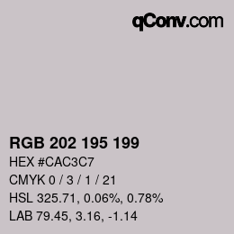 Color code: RGB 202 195 199 | qconv.com