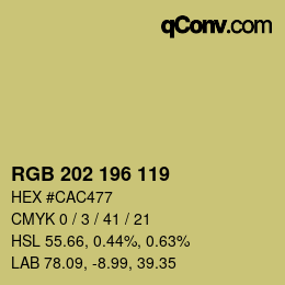 カラーコード: RGB 202 196 119 | qconv.com