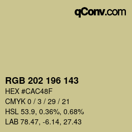 カラーコード: RGB 202 196 143 | qconv.com