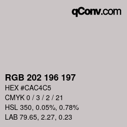 カラーコード: RGB 202 196 197 | qconv.com