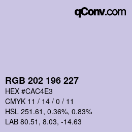 カラーコード: RGB 202 196 227 | qconv.com