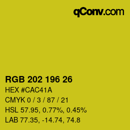 カラーコード: RGB 202 196 26 | qconv.com
