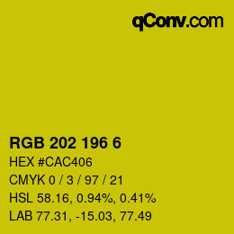カラーコード: RGB 202 196 6 | qconv.com