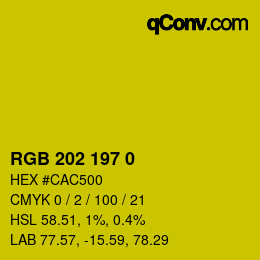 Color code: RGB 202 197 0 | qconv.com