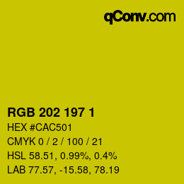Color code: RGB 202 197 1 | qconv.com