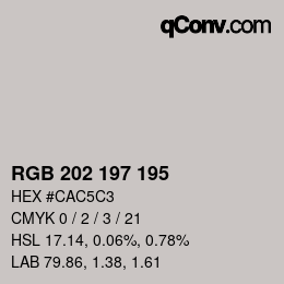 カラーコード: RGB 202 197 195 | qconv.com