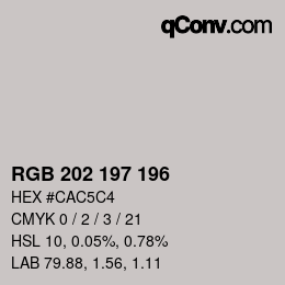 颜色代码: RGB 202 197 196 | qconv.com