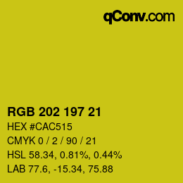 カラーコード: RGB 202 197 21 | qconv.com