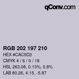 カラーコード: RGB 202 197 210 | qconv.com