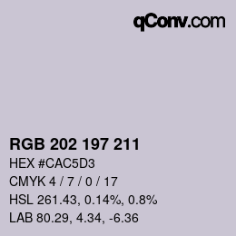 カラーコード: RGB 202 197 211 | qconv.com