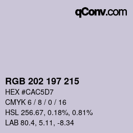 カラーコード: RGB 202 197 215 | qconv.com