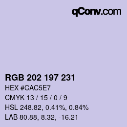 Color code: RGB 202 197 231 | qconv.com