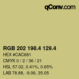 カラーコード: RGB 202 198.4 129.4 | qconv.com