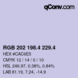 カラーコード: RGB 202 198.4 229.4 | qconv.com