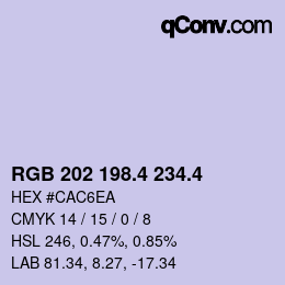 カラーコード: RGB 202 198.4 234.4 | qconv.com