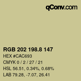 カラーコード: RGB 202 198.8 147 | qconv.com