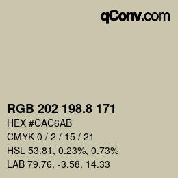 カラーコード: RGB 202 198.8 171 | qconv.com